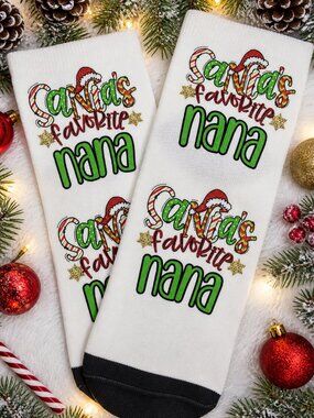 Adult Dress Ankle Socks Santa's Favorite Nana